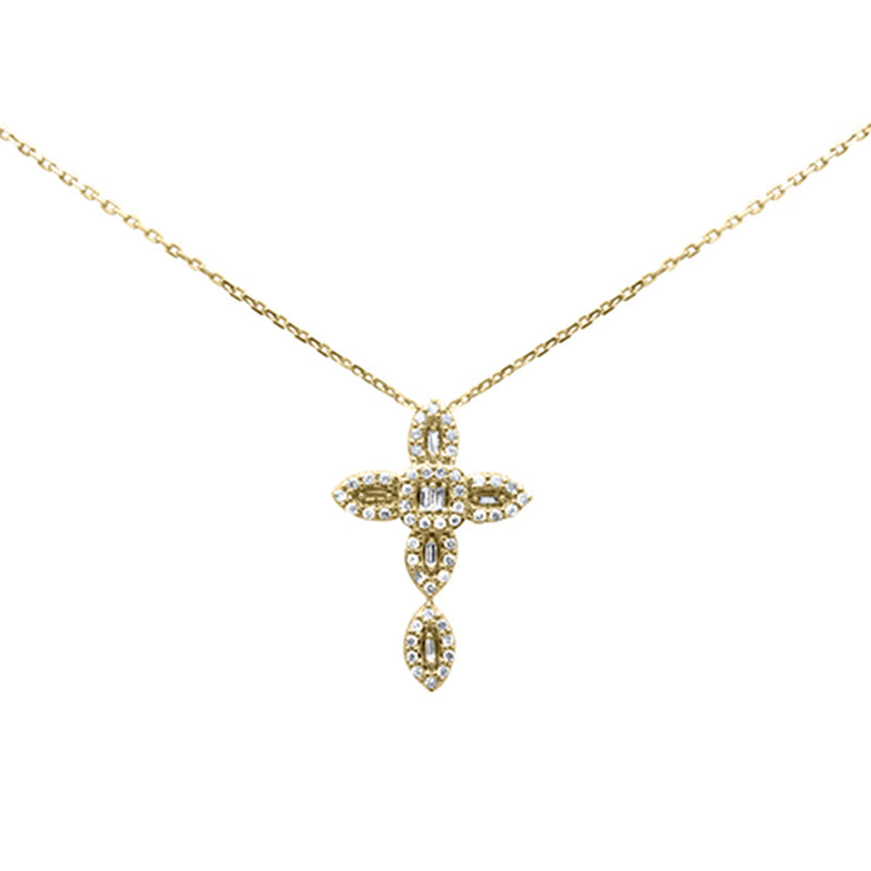 SPECIAL!.27ct G SI 14K Yellow Gold Diamond Cross Pendant Necklace 18" Long