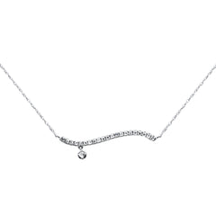 .22ct G SI 14K White Gold Diamond Sideways Bar Pendant 16" Long