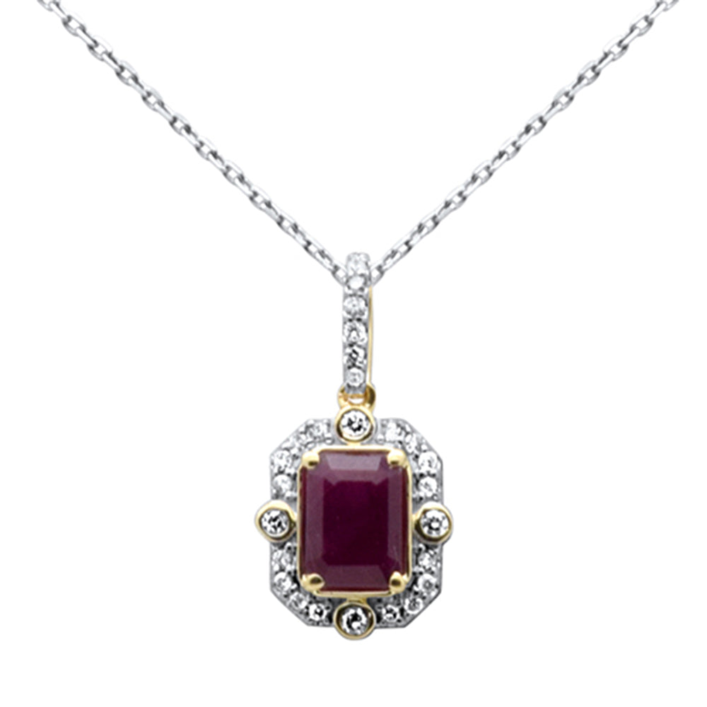 SPECIAL!1.58ct G SI 14K Yellow Gold Diamond & Garnet Gemstones Pendant Necklace 18" Long Chain