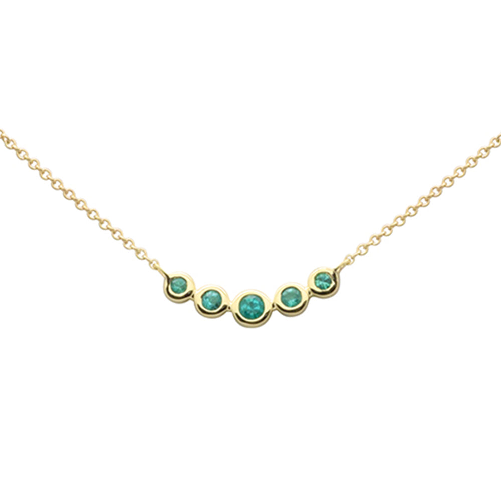 .14ct G SI 14K Yellow Gold Emerald Gemstones Pendant Necklace 18" Long