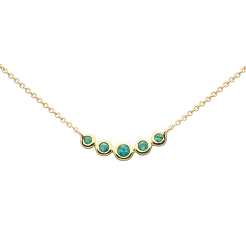 .14ct G SI 14K Yellow Gold Emerald Gemstones Pendant Necklace 18" Long