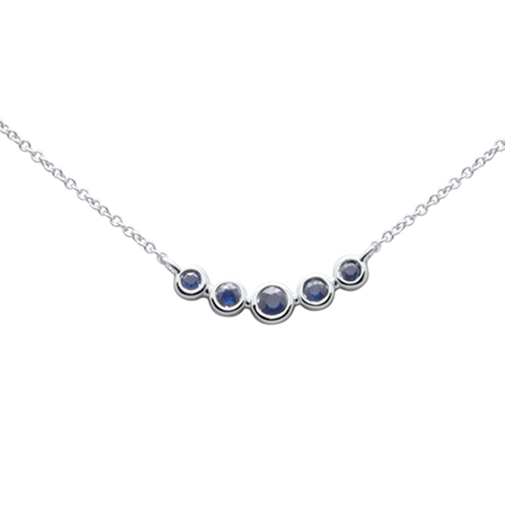 .19ct G SI 14K White Gold Blue Sapphire Gemstones Pendant Necklace 18" Long