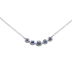 .19ct G SI 14K White Gold Blue Sapphire Gemstones Pendant Necklace 18" Long