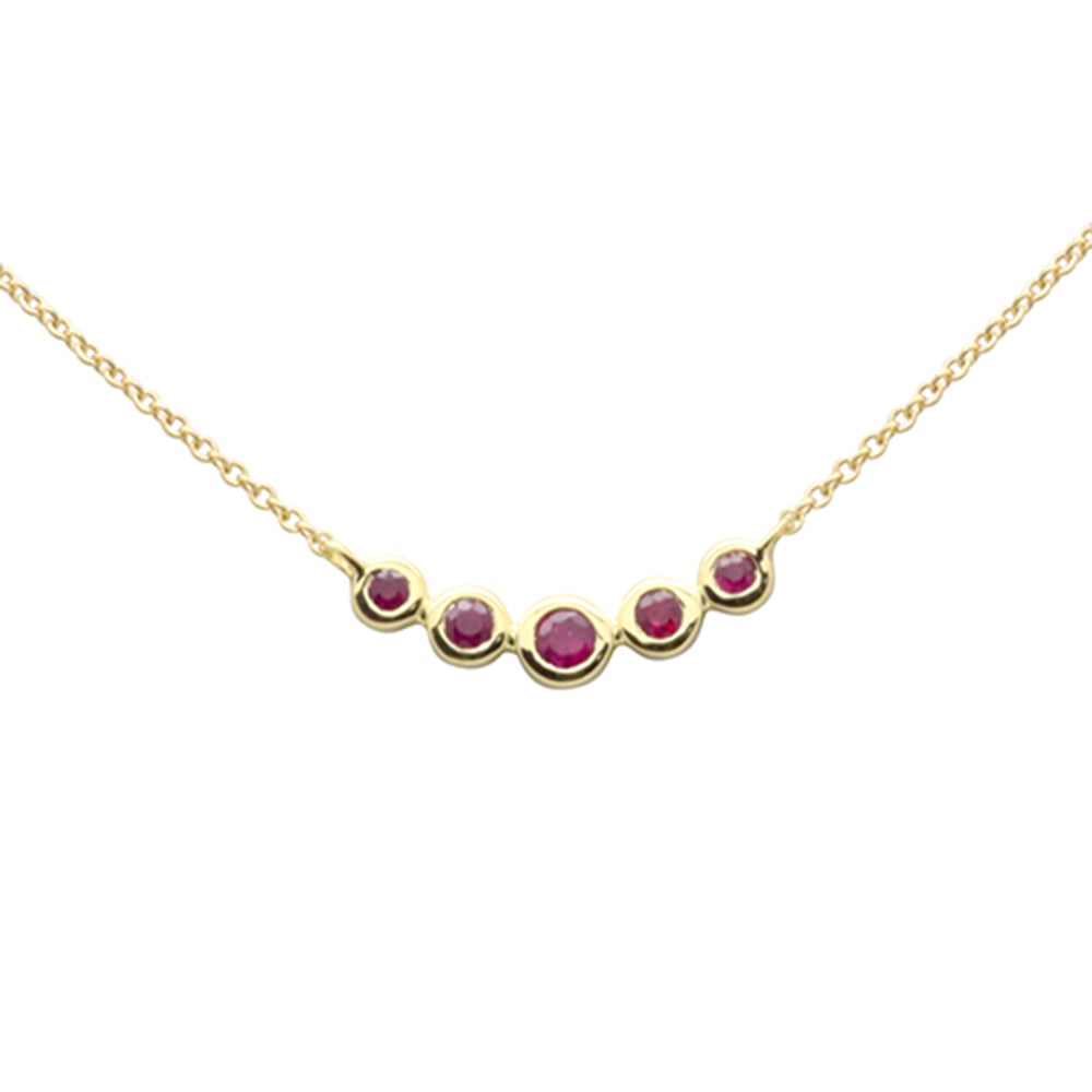 .19ct G SI 14K Yellow Gold Ruby Gemstones Pendant Necklace 16+2" Long