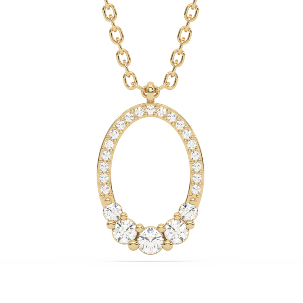 .23ct G SI 14K Yellow Gold Diamond Oval Shape Pendant Necklace 18" Long