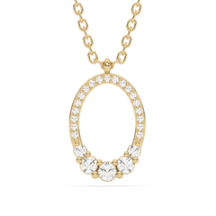 .23ct G SI 14K Yellow Gold Diamond Oval Shape Pendant Necklace 18" Long