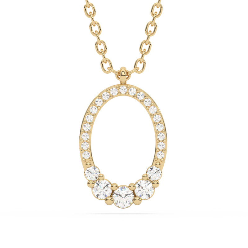 .23ct G SI 14K Yellow Gold Diamond Oval Shape Pendant Necklace 18" Long