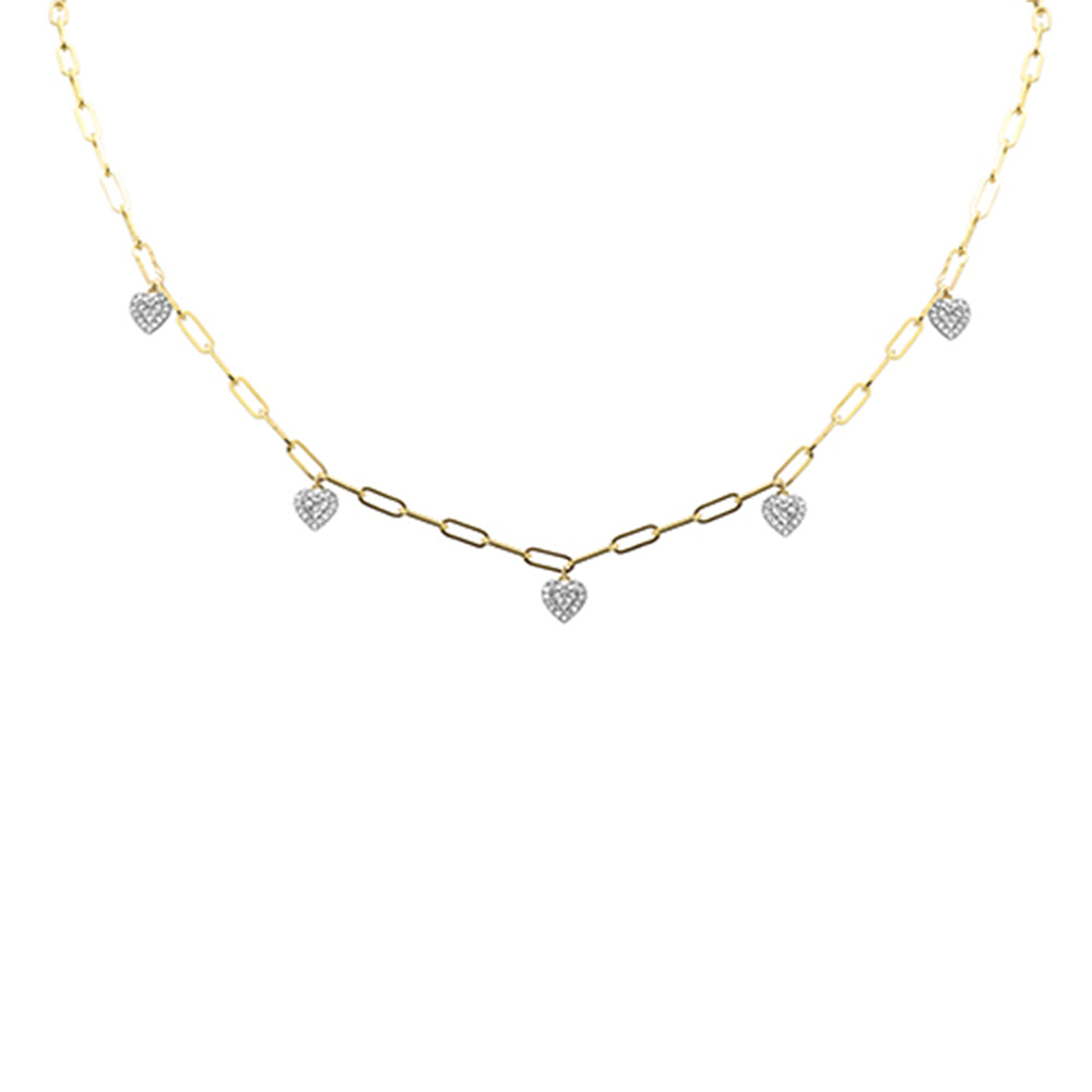 SPECIAL!  .33ct G SI 14K Yellow Gold Diamond Heart Shape Paper Clip Pendant Necklace 18" Long