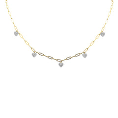 SPECIAL!  .33ct G SI 14K Yellow Gold Diamond Heart Shape Paper Clip Pendant Necklace 18" Long