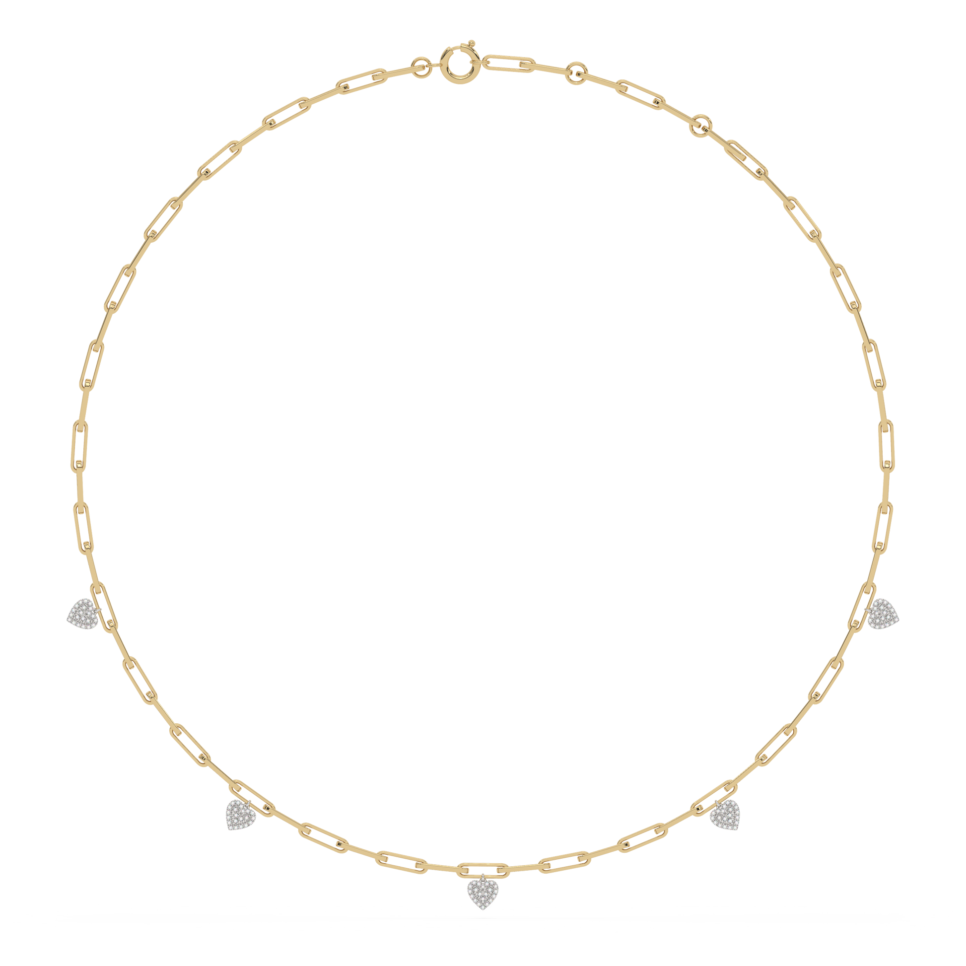 SPECIAL!  .33ct G SI 14K Yellow Gold Diamond Heart Shape Paper Clip Pendant Necklace 18" Long