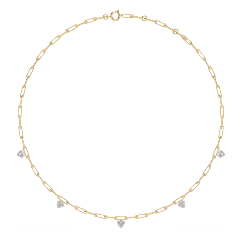SPECIAL!  .33ct G SI 14K Yellow Gold Diamond Heart Shape Paper Clip Pendant Necklace 18" Long