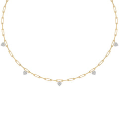 SPECIAL!  .33ct G SI 14K Yellow Gold Diamond Heart Shape Paper Clip Pendant Necklace 18" Long