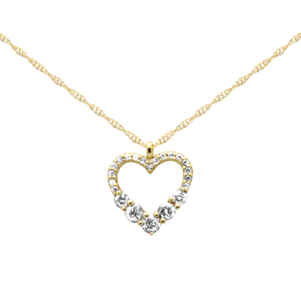 .20ct G SI 14K Yellow Gold Diamond Heart Shape Pendant Necklace 18" Long