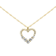 .20ct G SI 14K Yellow Gold Diamond Heart Shape Pendant Necklace 18" Long