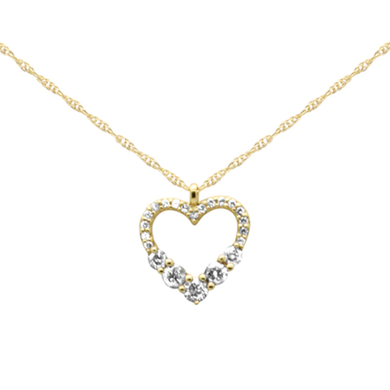 .20ct G SI 14K Yellow Gold Diamond Heart Shape Pendant Necklace 18" Long