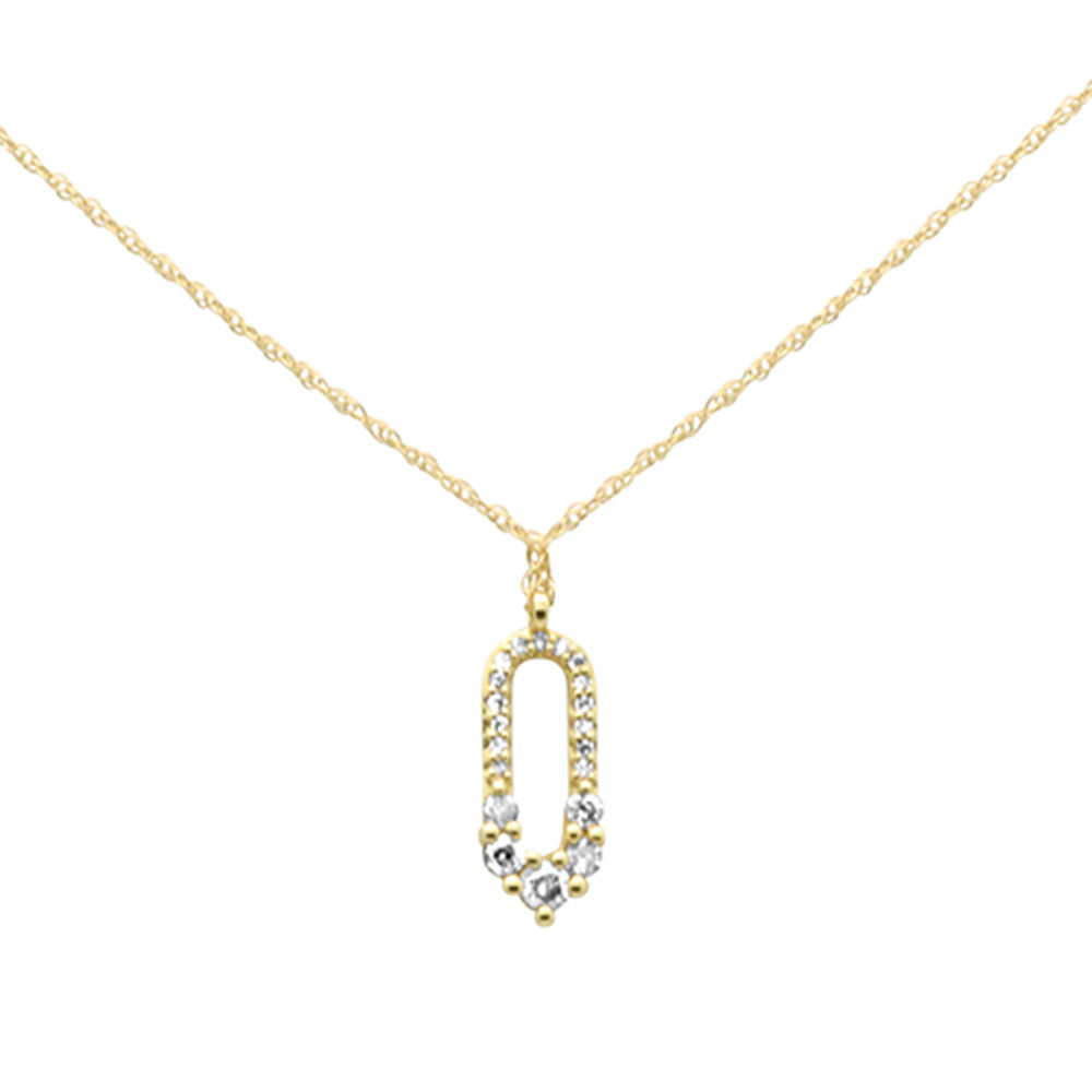 .18ct G SI 14K Yellow Gold Diamond Paper Clip Pendant Necklace 18" Long