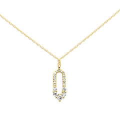 .18ct G SI 14K Yellow Gold Diamond Paper Clip Pendant Necklace 18" Long