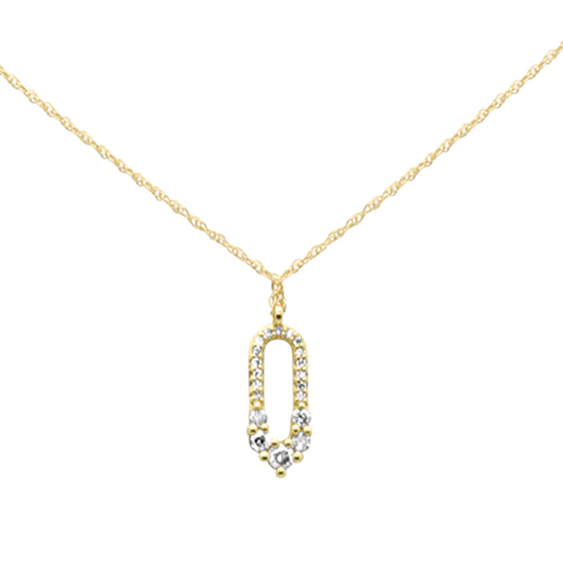 .18ct G SI 14K Yellow Gold Diamond Paper Clip Pendant Necklace 18" Long