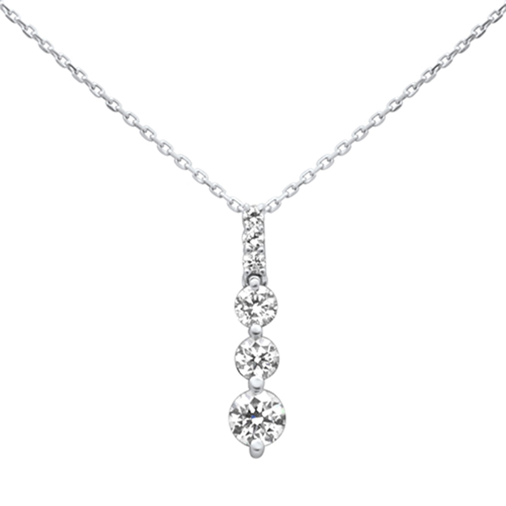 SPECIAL! 1.04ct G SI 14K White Gold Diamond Graduated Stones Drop Pendant 18" Long