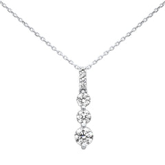 SPECIAL! 1.04ct G SI 14K White Gold Diamond Graduated Stones Drop Pendant 18" Long