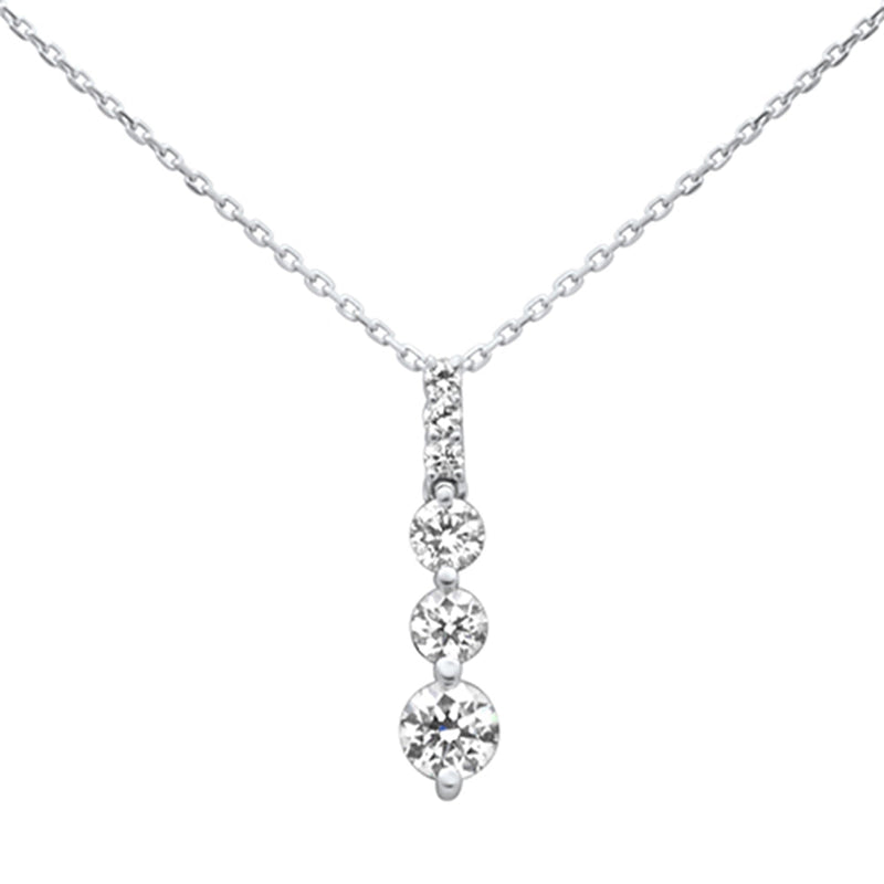 SPECIAL! 1.04ct G SI 14K White Gold Diamond Graduated Stones Drop Pendant 18" Long