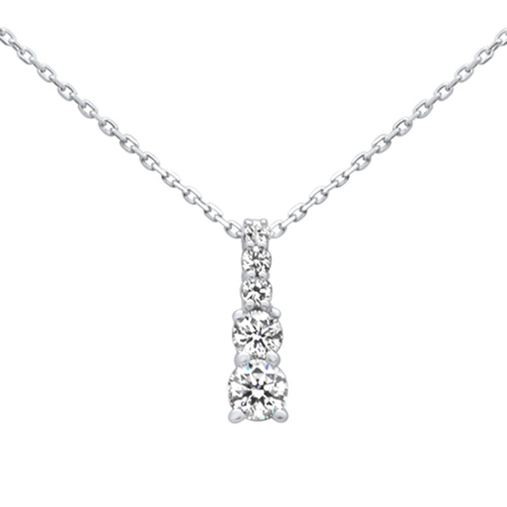 SPECIAL! .62ct G SI 14K White Gold Diamond Graduated Stones Drop Pendant 18" Long