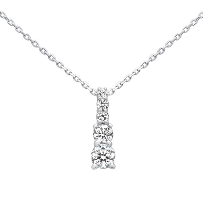 SPECIAL! .62ct G SI 14K White Gold Diamond Graduated Stones Drop Pendant 18" Long