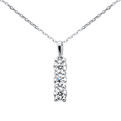 SPECIAL! .68ct G SI 14K White Gold Diamond 3-Stones Pendant Necklace 18" Long