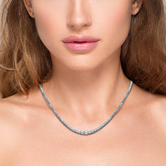 SPECIAL!10.70ct G SI 14K White Gold Diamond Graduated Stones Tennis Necklace 16" Long
