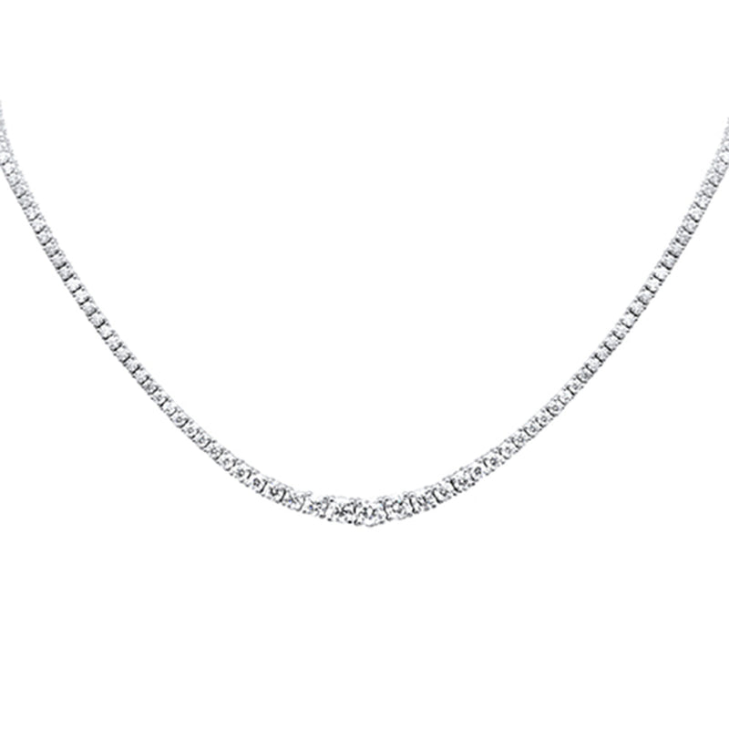 SPECIAL!10.70ct G SI 14K White Gold Diamond Graduated Stones Tennis Necklace 16" Long