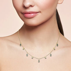 SPECIAL!2.28ct G SI 14K Yellow Gold Diamond & Oval Shape Peridot Gemstones Pendant Necklace 16+2" Long