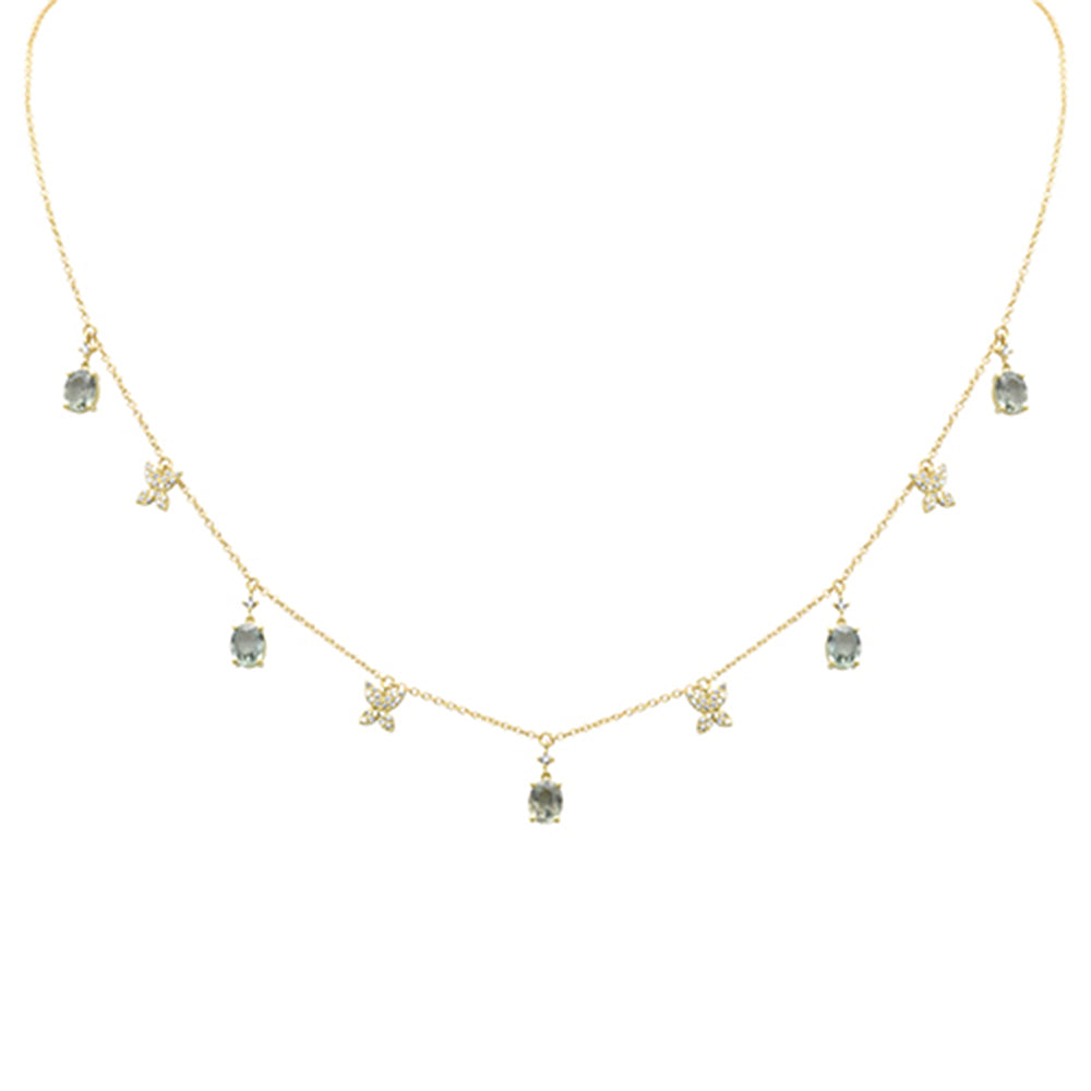 SPECIAL!2.28ct G SI 14K Yellow Gold Diamond & Oval Shape Peridot Gemstones Pendant Necklace 16+2" Long