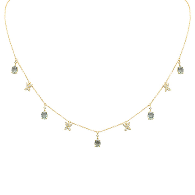 SPECIAL!2.28ct G SI 14K Yellow Gold Diamond & Oval Shape Peridot Gemstones Pendant Necklace 16+2" Long