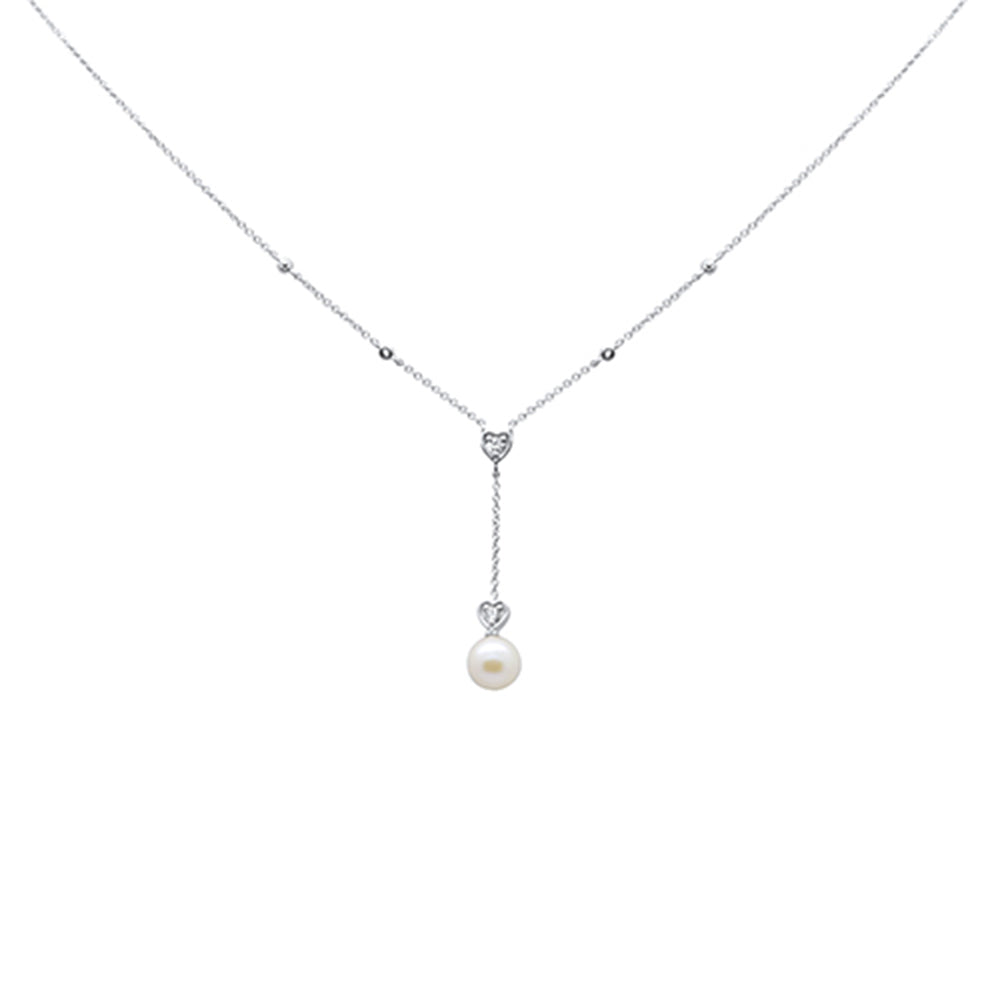 SPECIAL! 2.32ct G SI 14K White Gold Diamond & Pearl Stone Drop Pendant Necklace 18" Long