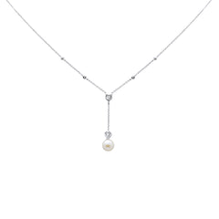 SPECIAL! 2.32ct G SI 14K White Gold Diamond & Pearl Stone Drop Pendant Necklace 18" Long