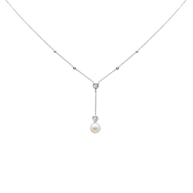 SPECIAL! 2.32ct G SI 14K White Gold Diamond & Pearl Stone Drop Pendant Necklace 18" Long