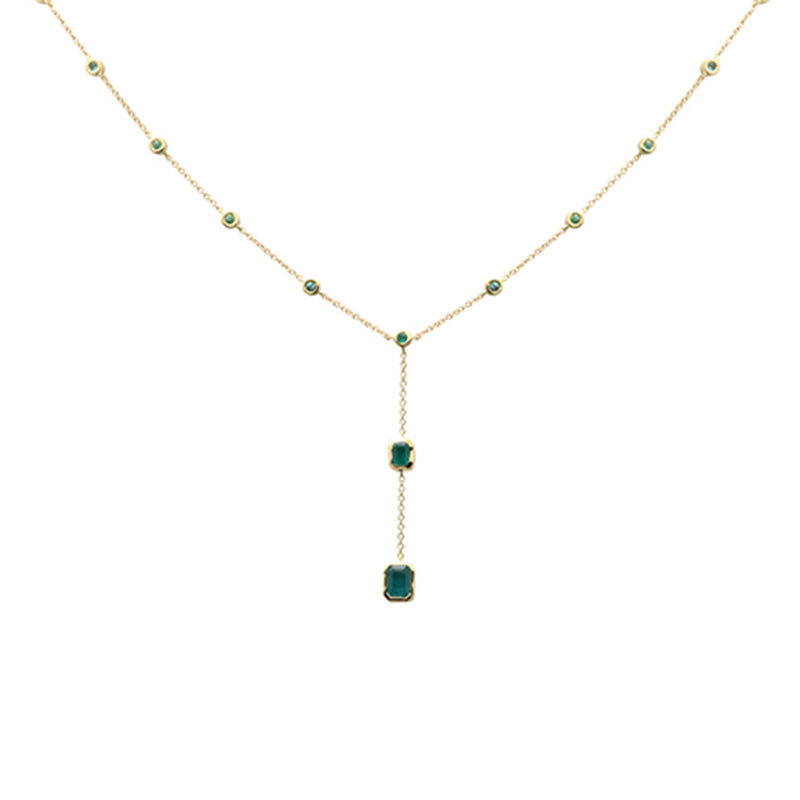 GEMSTONE CLOSEOUT! .96ct G SI 14K Yellow Gold Emerald Gemstones Drop Pendant Necklace 16+2" Long Chain
