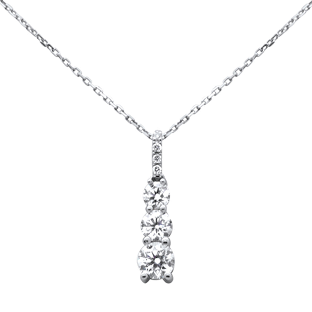 SPECIAL! 1.13ct G SI 14K White Gold Diamond Graduated Stones Pendant Necklace 18" Long Chain