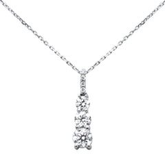 SPECIAL! 1.13ct G SI 14K White Gold Diamond Graduated Stones Pendant Necklace 18" Long Chain