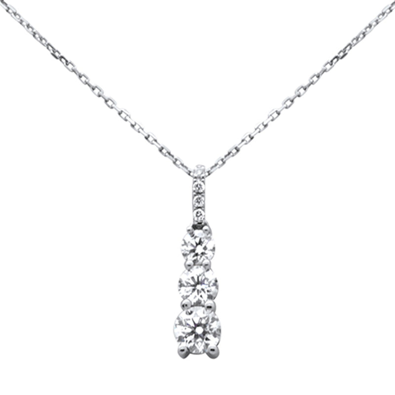 SPECIAL! 1.13ct G SI 14K White Gold Diamond Graduated Stones Pendant Necklace 18" Long Chain