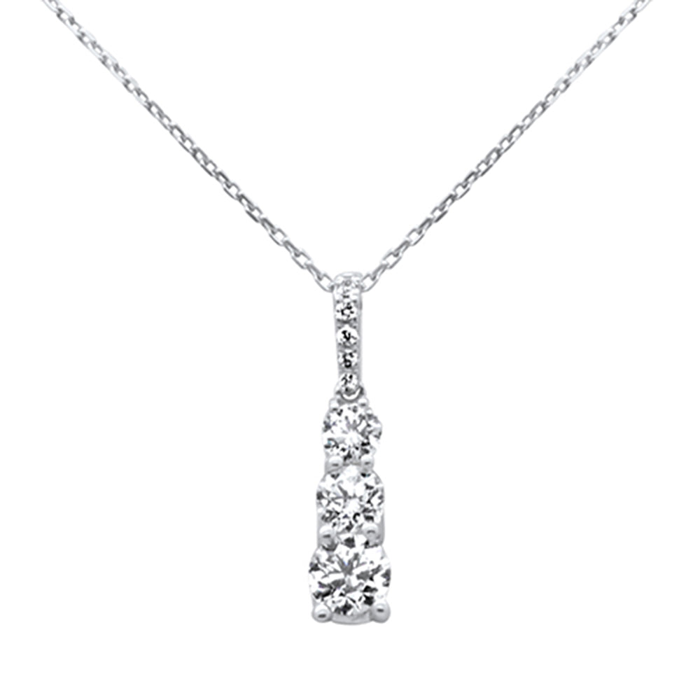 SPECIAL!1.09ct G SI 14K White Gold Diamond Graduated Stones Pendant Necklace 18" Long Chain