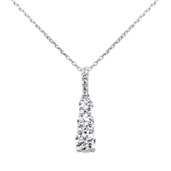 SPECIAL!1.09ct G SI 14K White Gold Diamond Graduated Stones Pendant Necklace 18" Long Chain