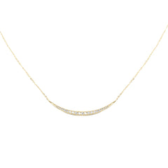 SPECIAL!.27ct G SI 14K Yellow Gold Diamond Sideways Half Moon Bar Pendant Necklace 16+2" Long