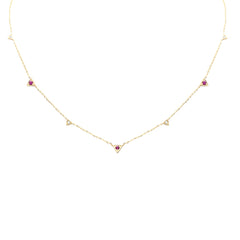SPECIAL! .25ct G SI 14K Yellow Gold Diamond & Ruby Gemstones Pendant Necklace 16+2" Long