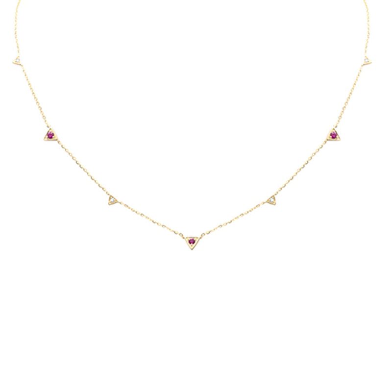 SPECIAL! .25ct G SI 14K Yellow Gold Diamond & Ruby Gemstones Pendant Necklace 16+2" Long