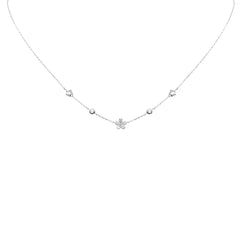 SPECIAL! .09ct G SI 14K White Gold Diamond Flower Pendant Necklace 16+2" Long