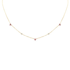 .27ct G SI 14K Yellow Gold Diamond & Ruby Gemstones Pendant Necklace 16+2" Long