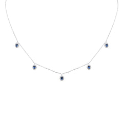 SPECIAL! .94ct G SI 14K White Gold Diamond & Blue Sapphire Gemstones Pendant Necklace 16+2" Long