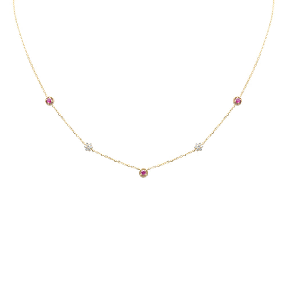 DIAMOND CLOSEOUT!  .33ct G SI 14K Yellow Gold Diamond & Ruby Gemstones Pendant Necklace 16+2" Long