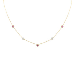 DIAMOND CLOSEOUT!  .33ct G SI 14K Yellow Gold Diamond & Ruby Gemstones Pendant Necklace 16+2" Long